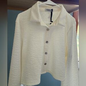 NWT Maniere De Voir Cream Textured Long Sleeve Top